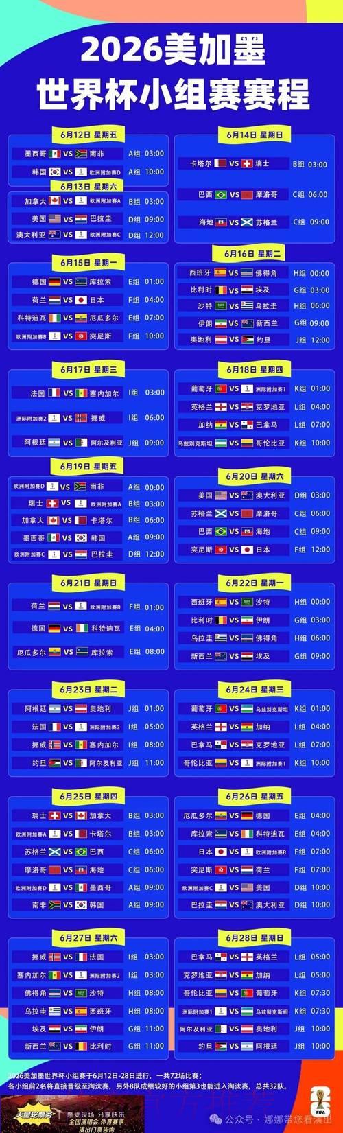 2026年世界杯完整赛程时间表全面解析 2026年世界杯完整赛程时间表全面解析